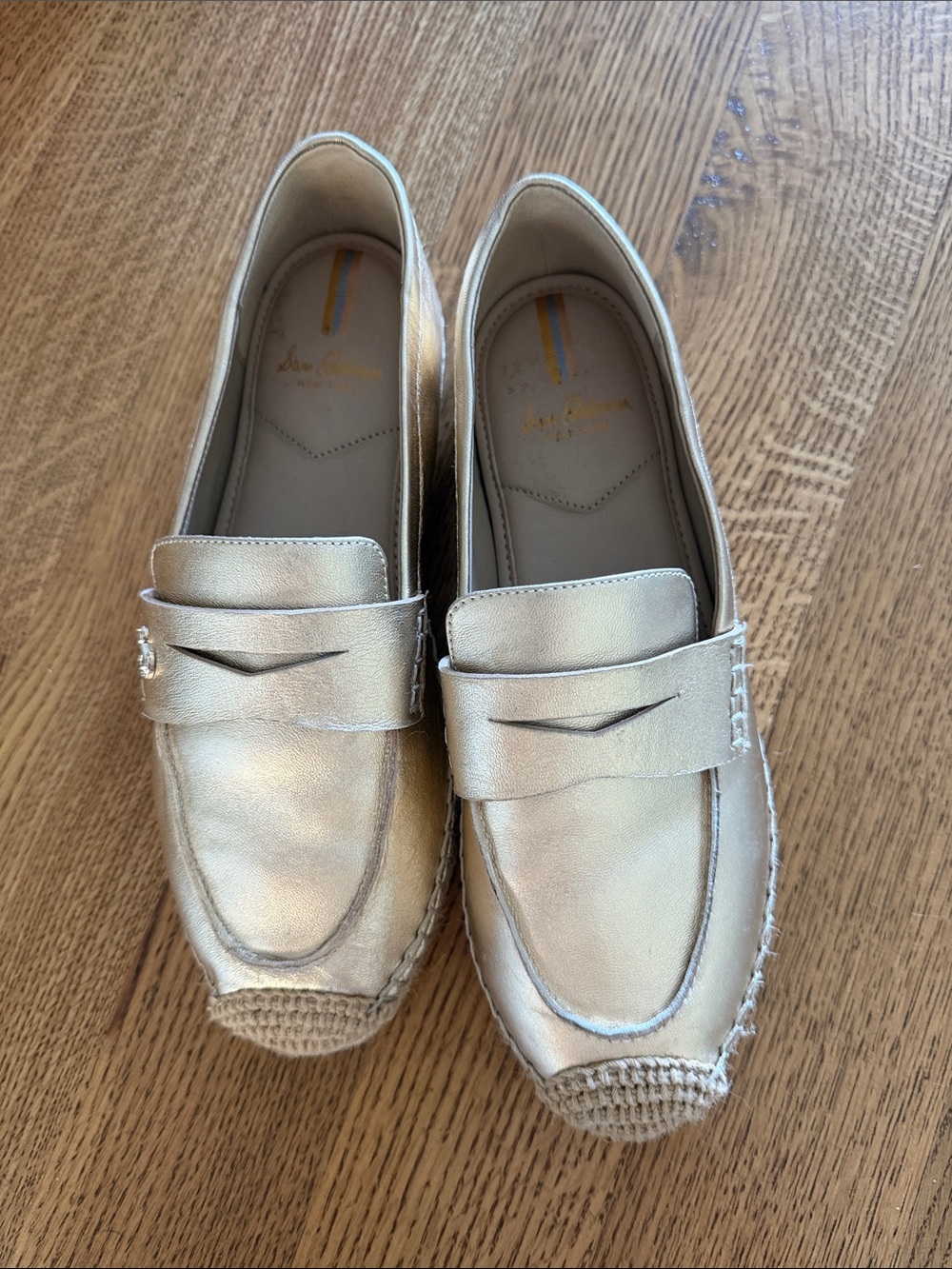 Sam Edelman Metallic Gold Slip-On Penny Loafers